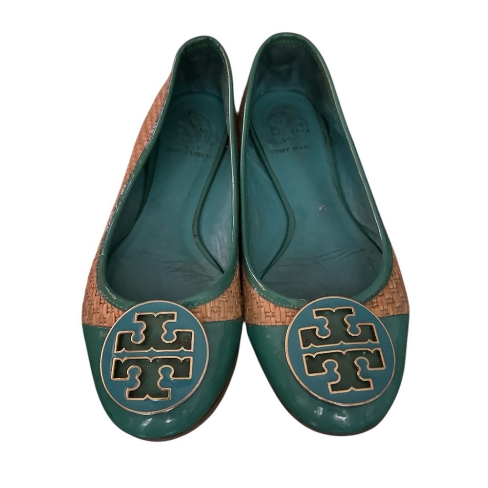 TORY BURCH Teal and Tan Ballet Flats - Picture 5 of 8